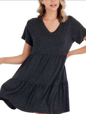 Mudpie Tammy Tiered Charcoal Dress NWT